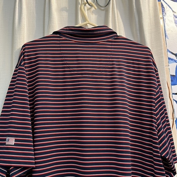 Men’s FG Tech Red White & Blue Striped Polyester & Spandex Golf Polo Size XL - Picture 9 of 9